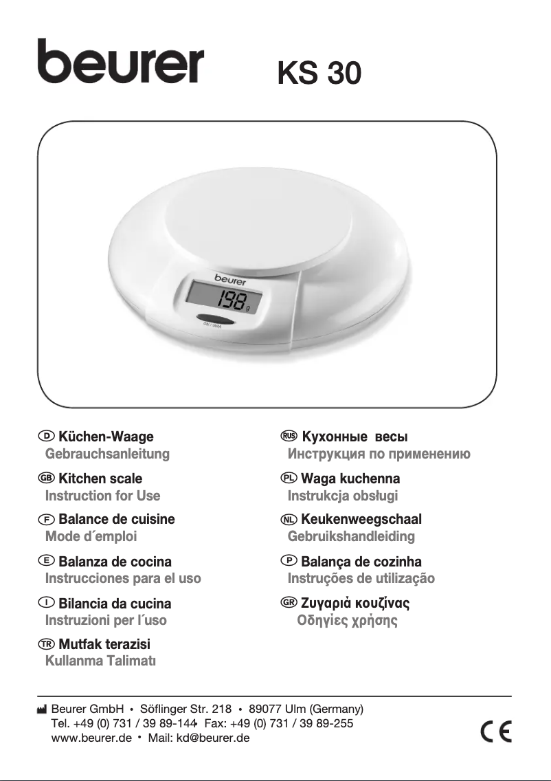 Page 1 of the manual User Manual Beurer KS 30