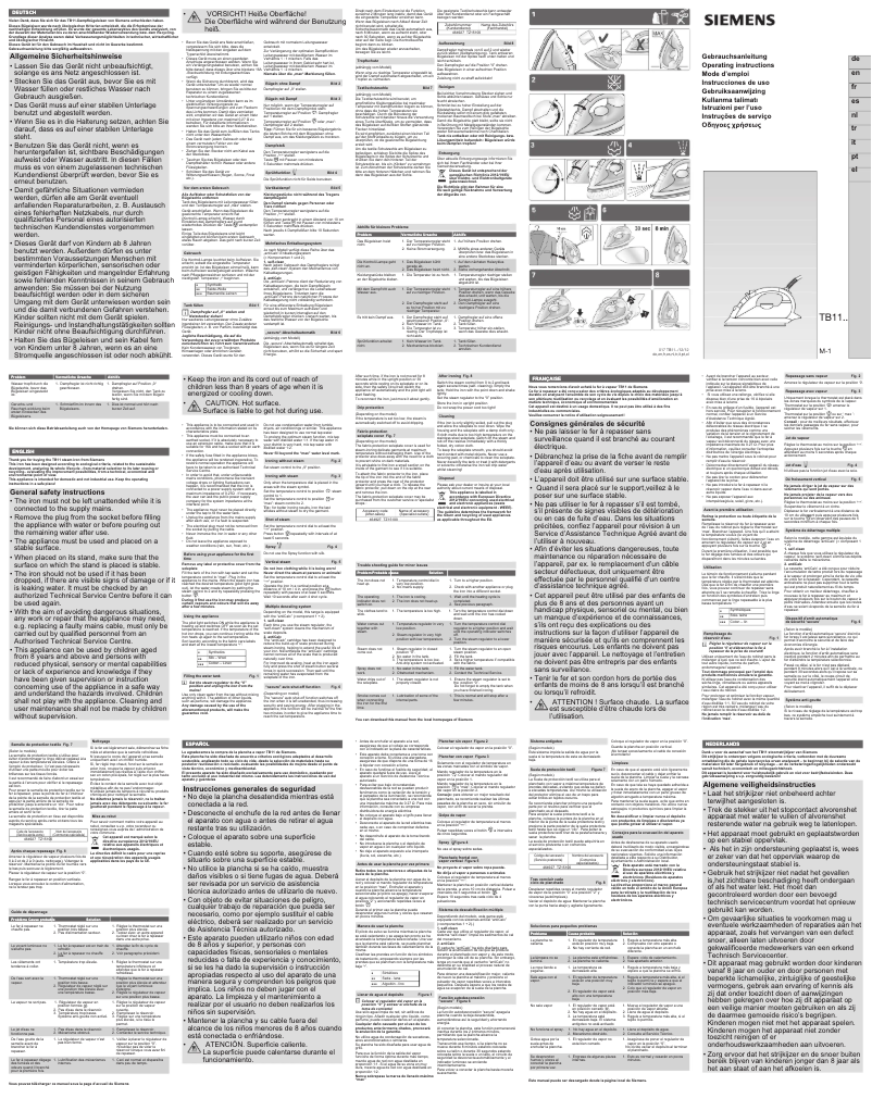 Page 1 of the manual User Manual Siemens TB11305