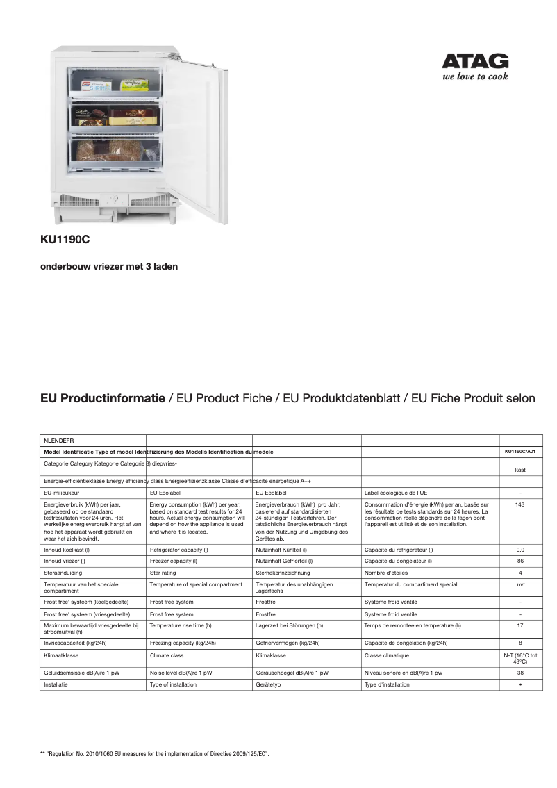 First page image of the manual for KU1190C