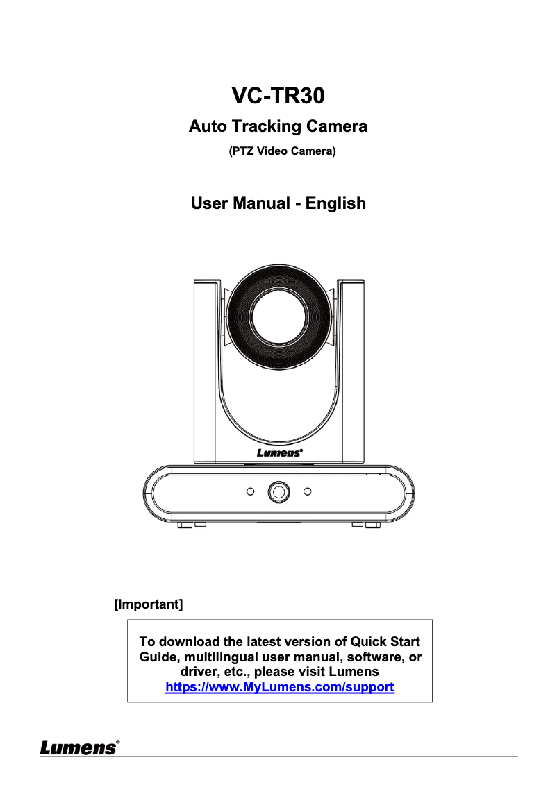 Page 1 of the manual User Manual Lumens VC-TR30