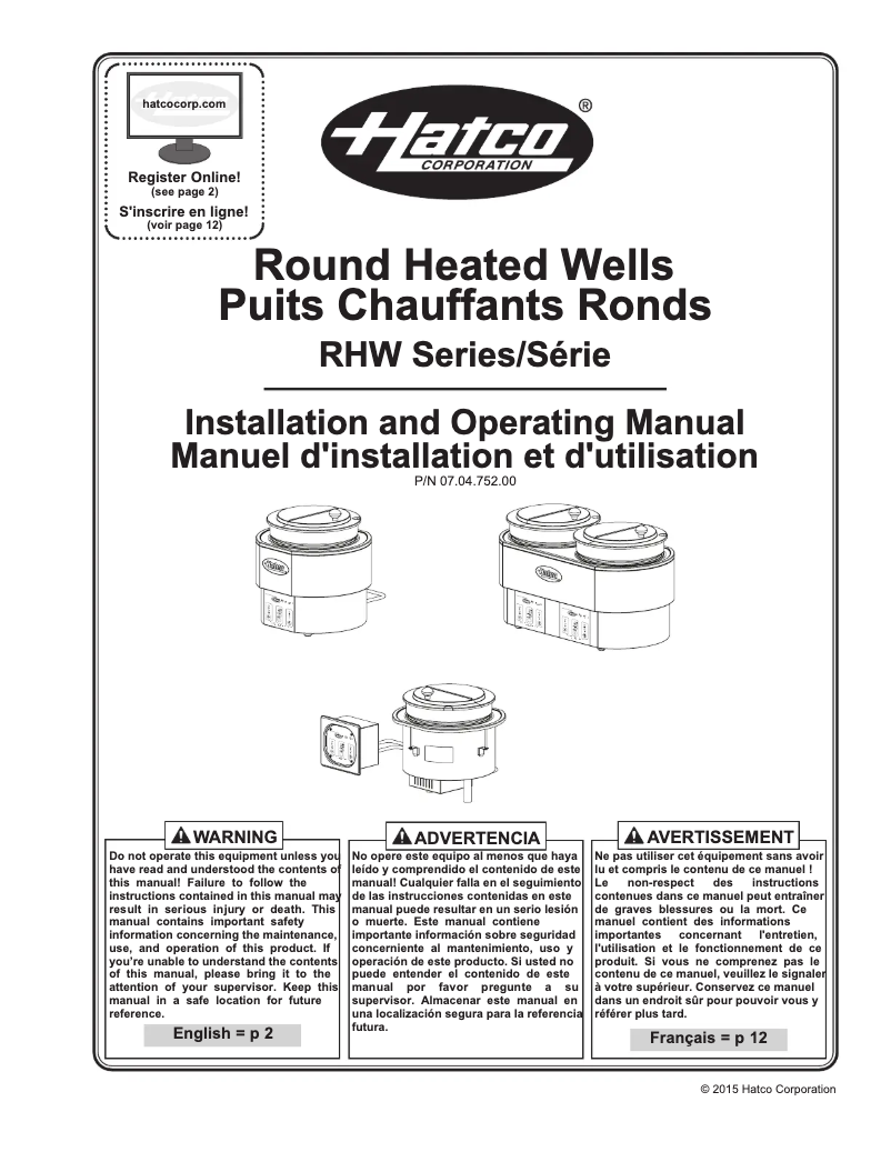 First page image of the manual for RHW-1