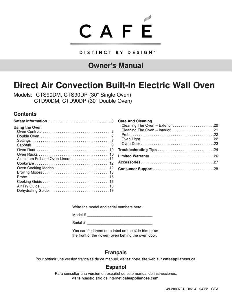 First page image of the manual for CTS90DP3ND1