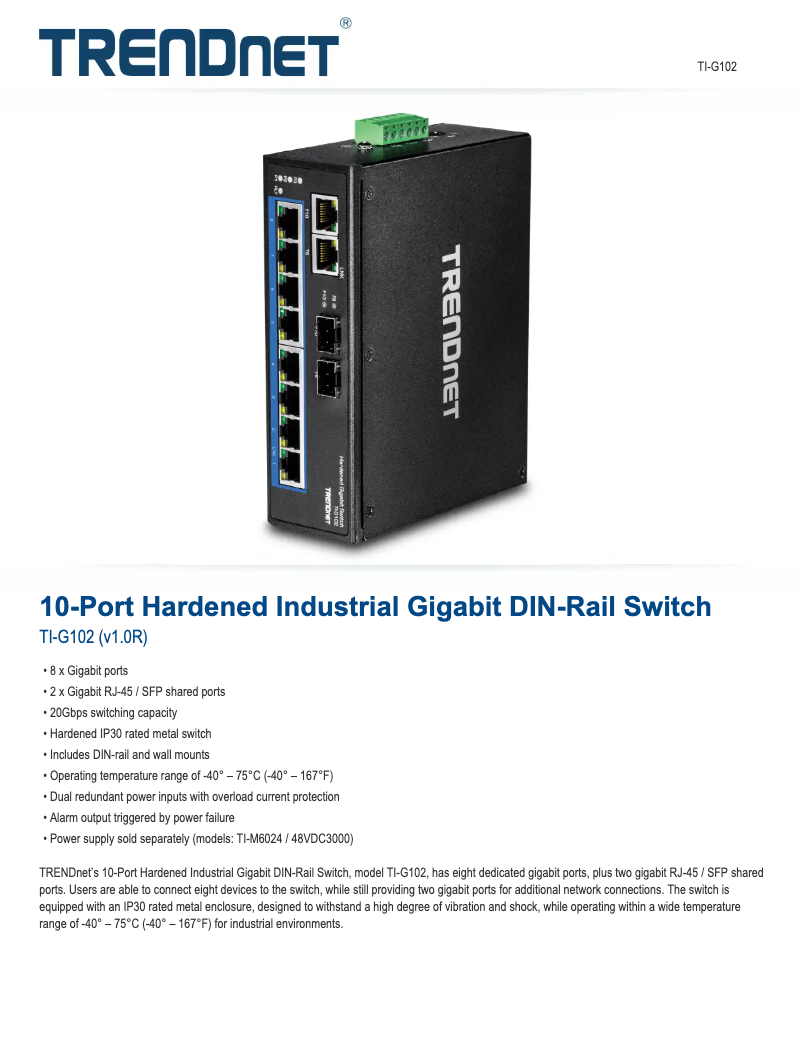 First page image of the manual for TI-G102
