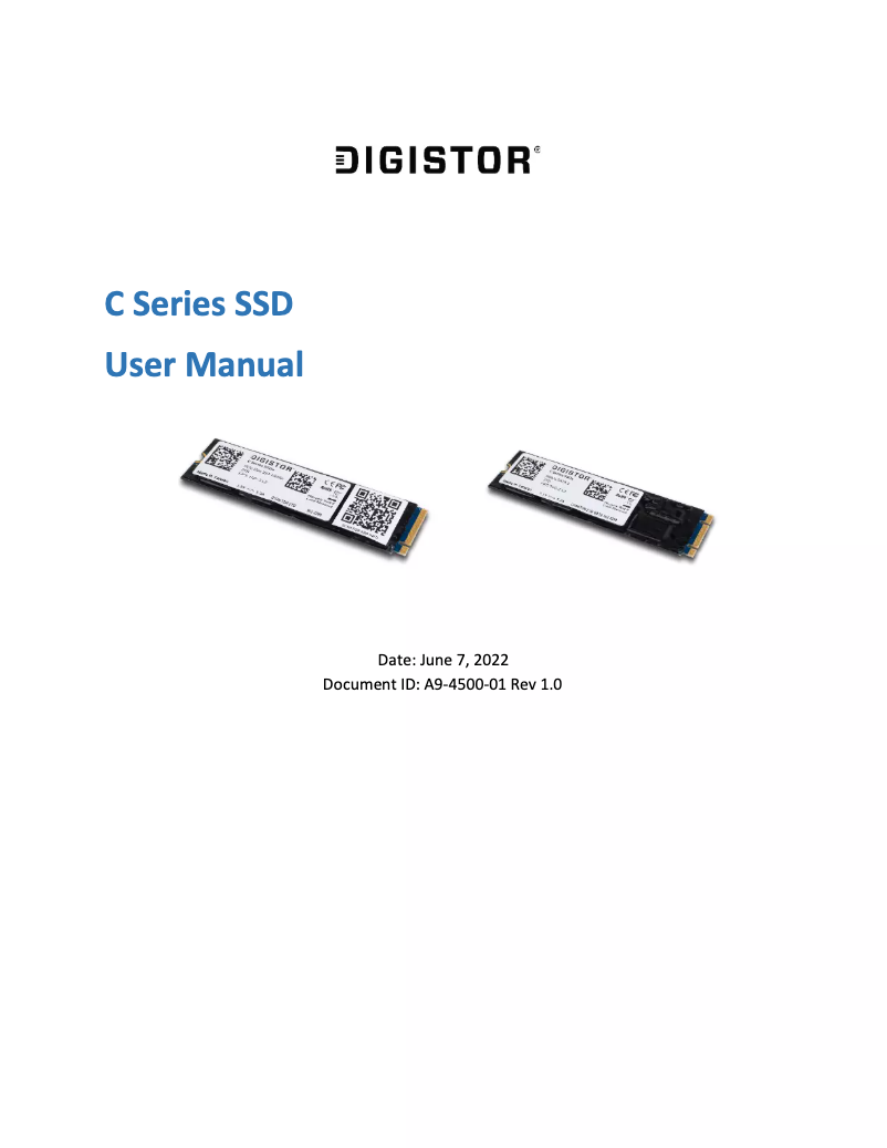 Page 1 of the manual User Manual DIGISTOR DIG-SSD2C12568
