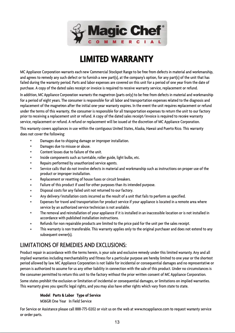 Image de la première page du manuel de l'appareil M36GR