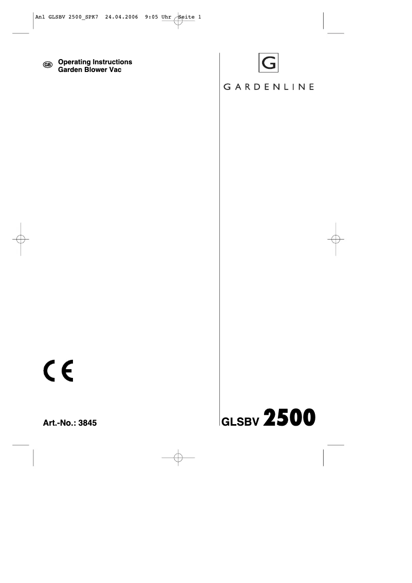 Page 1 of the manual User Manual Gardenline GLSBV 2500