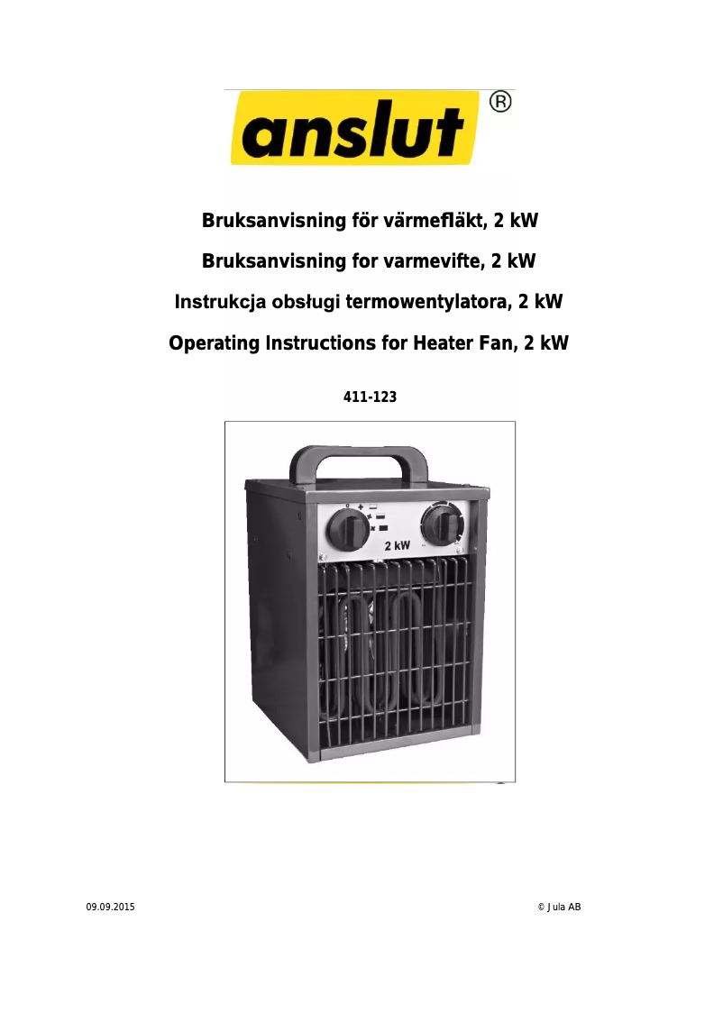 Page 1 of the manual User Manual Anslut 411-123