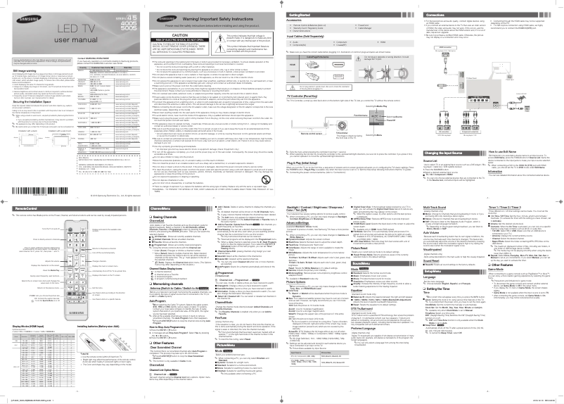 Page 1 of the manual User Manual Samsung UN40FH5005F