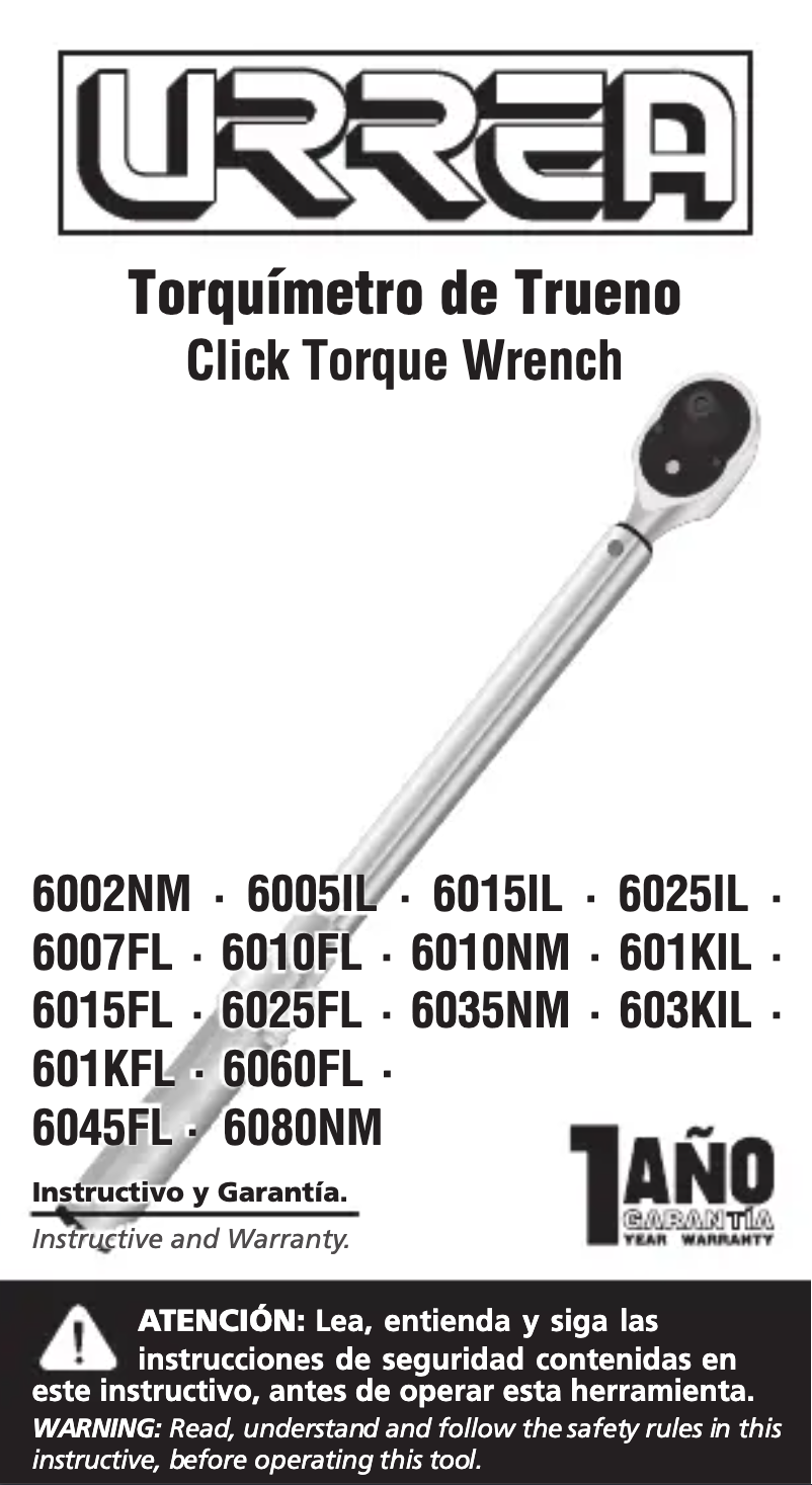 Page 1 of the manual User Manual Urrea 6002NM