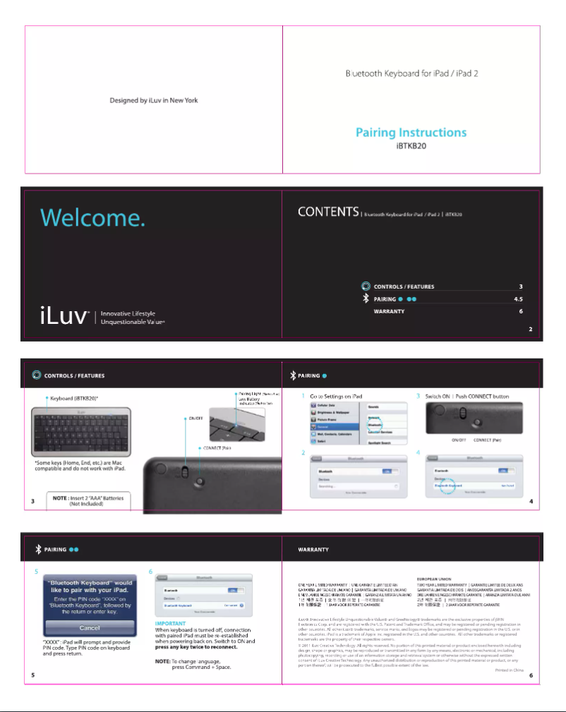 Page 1 of the manual User Manual iLuv IBTKB20