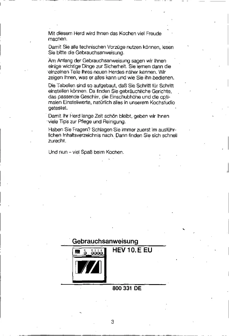 Page 1 of the manual User Manual Bosch HEV102EEU