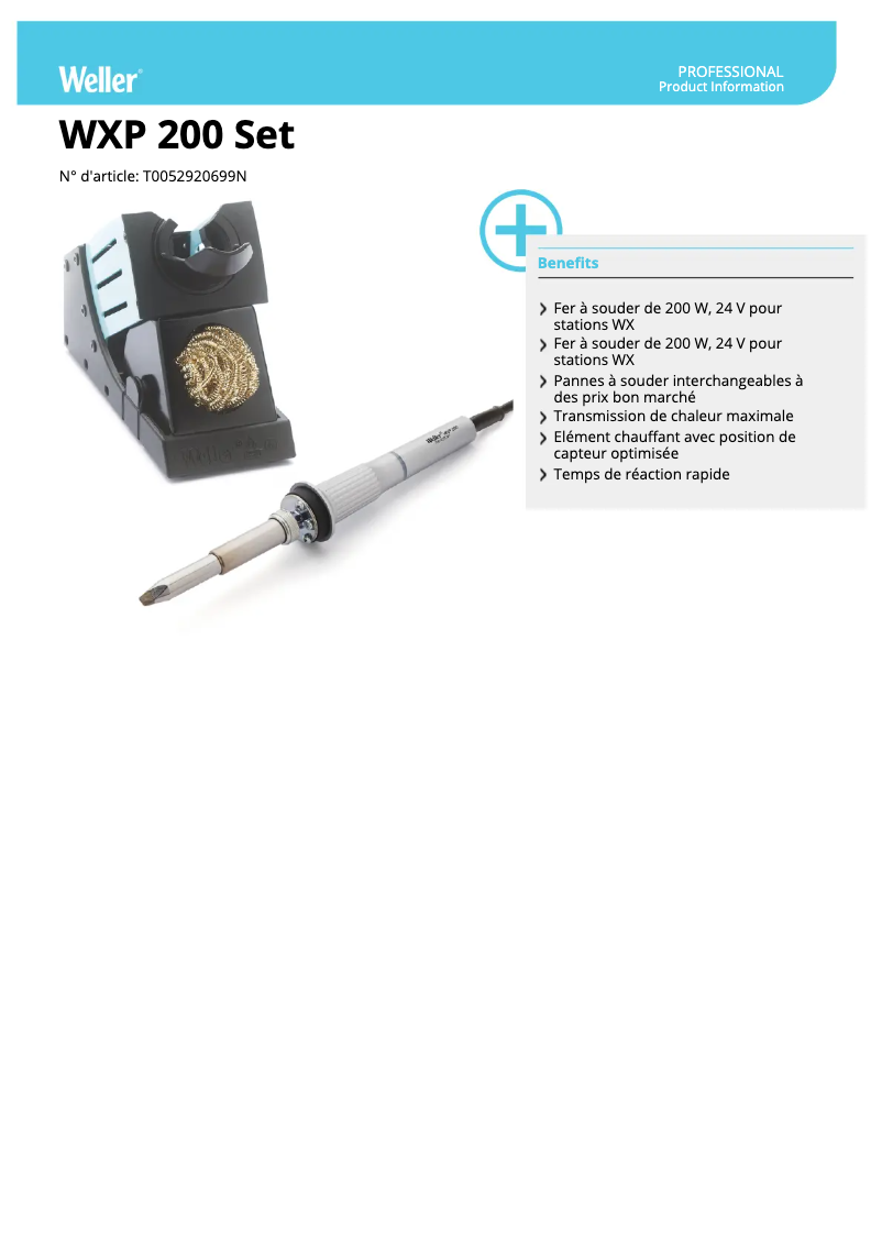 Page 1 of the manual Technical Sheet Weller WXP 200 Set