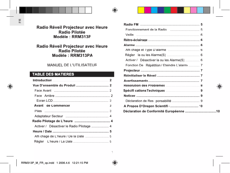 Page 1 of the manual User Manual Oregon Scientific RRM313P