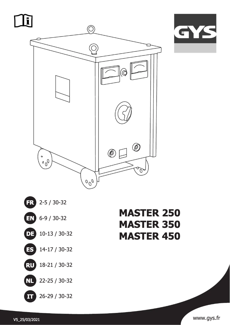 Page 1 of the manual User Manual GYS Master 450