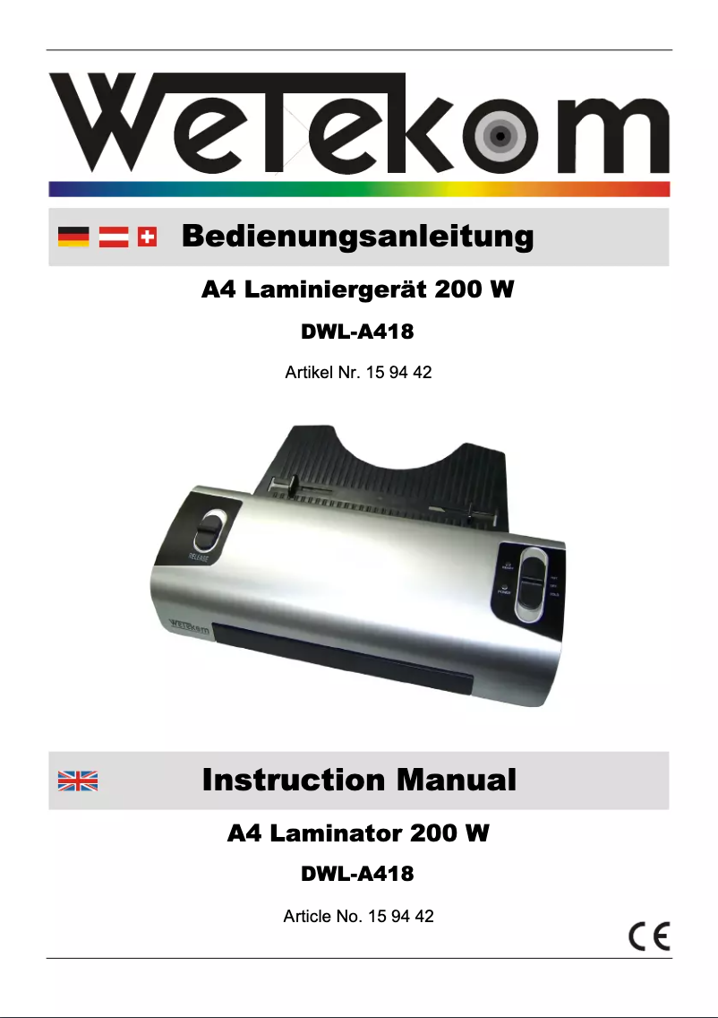 Page 1 of the manual User Manual Wetekom DWL-A418