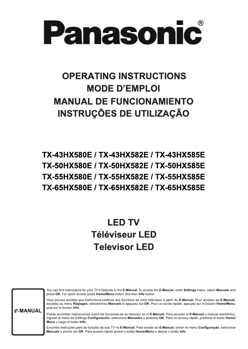 First page image of the manual for TX-50HX580