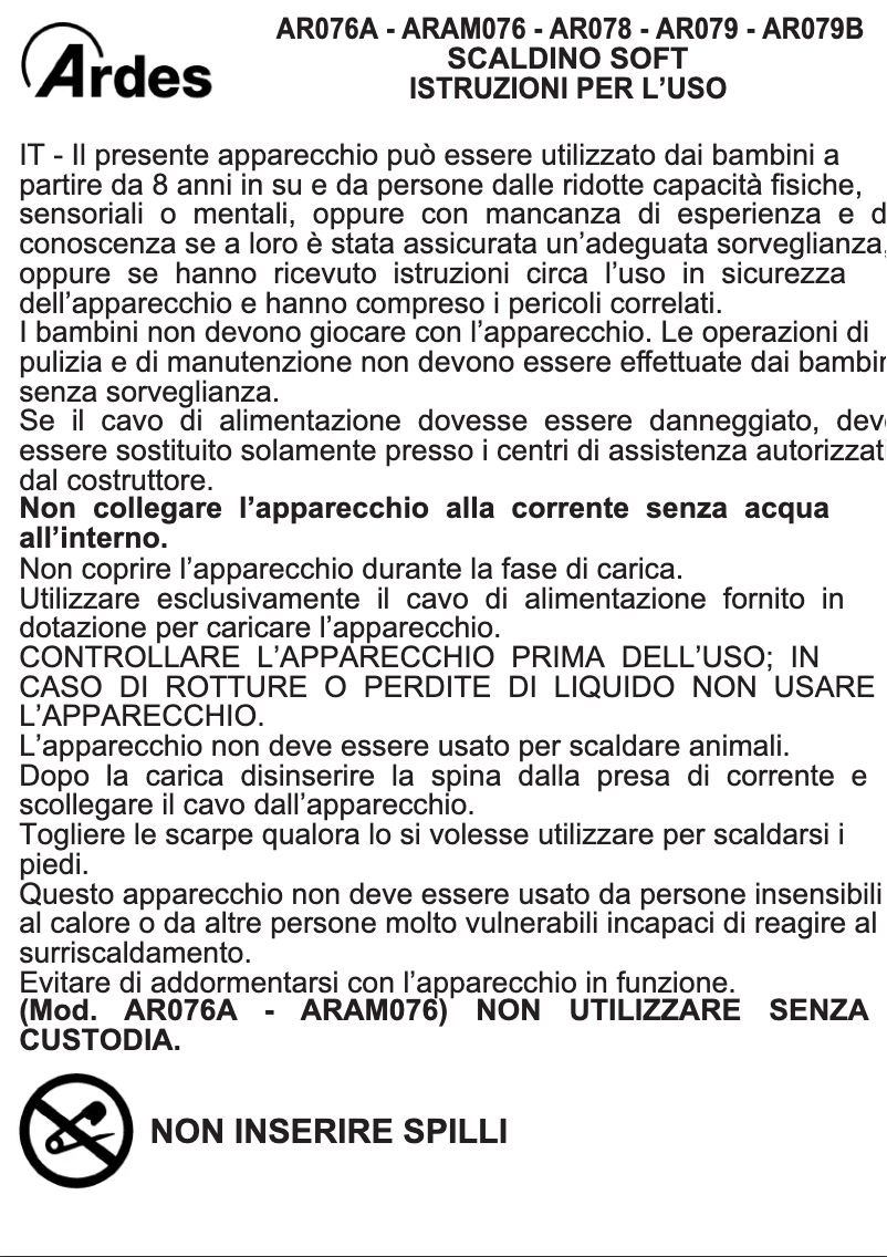 Page 1 de la notice Manuel utilisateur Ardes AR079B