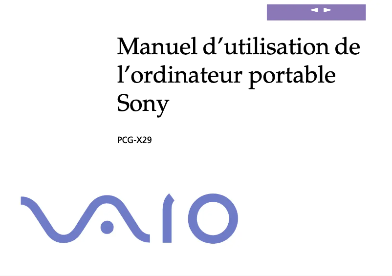 Page 1 of the manual User Manual Sony Vaio PCG-X29