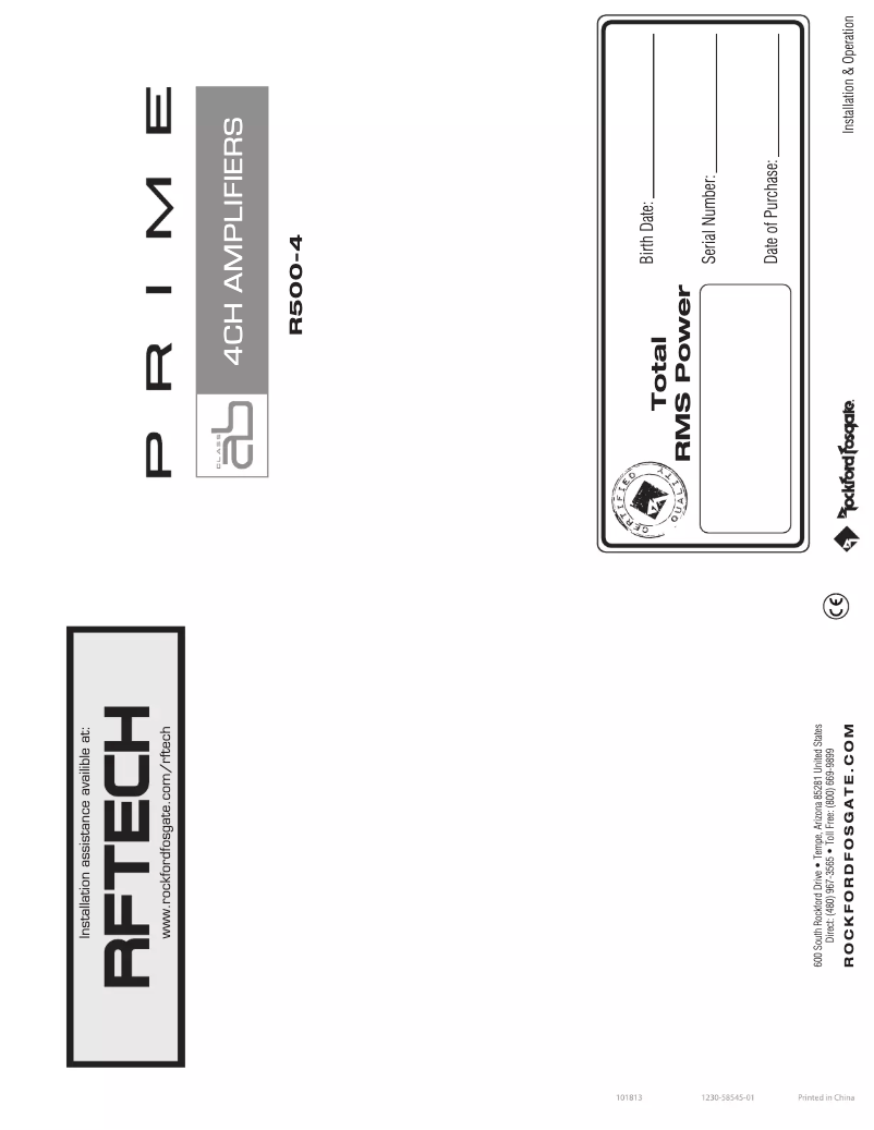 Page 1 de la notice Manuel utilisateur Rockford Fosgate R250X4