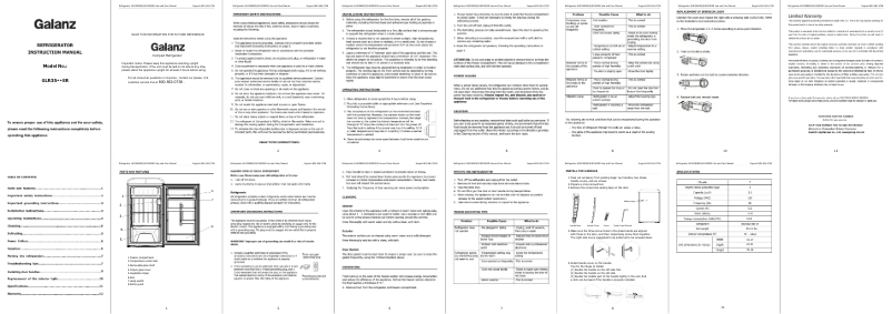 First page image of the manual for GLR35BEER