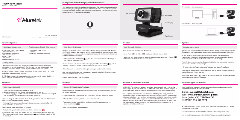 First page image of the manual for AWC04F