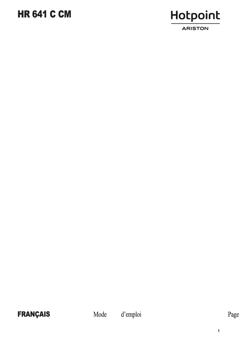 Page 1 of the manual User Manual Hotpoint HR 641 C CM