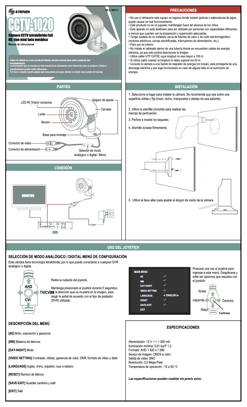 Page 1 of the manual User Manual Steren CCTV-1020