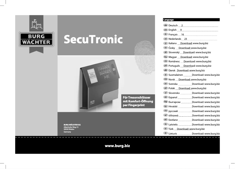 First page image of the manual for DualSafe DS 415 E FP