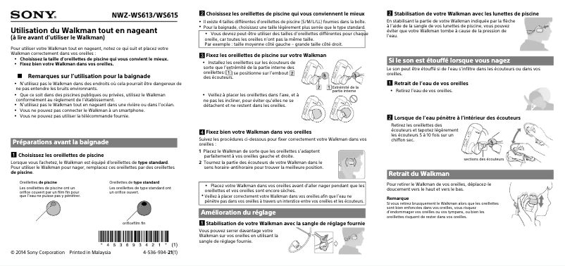 First page image of the manual for Walkman NWZ-WS615