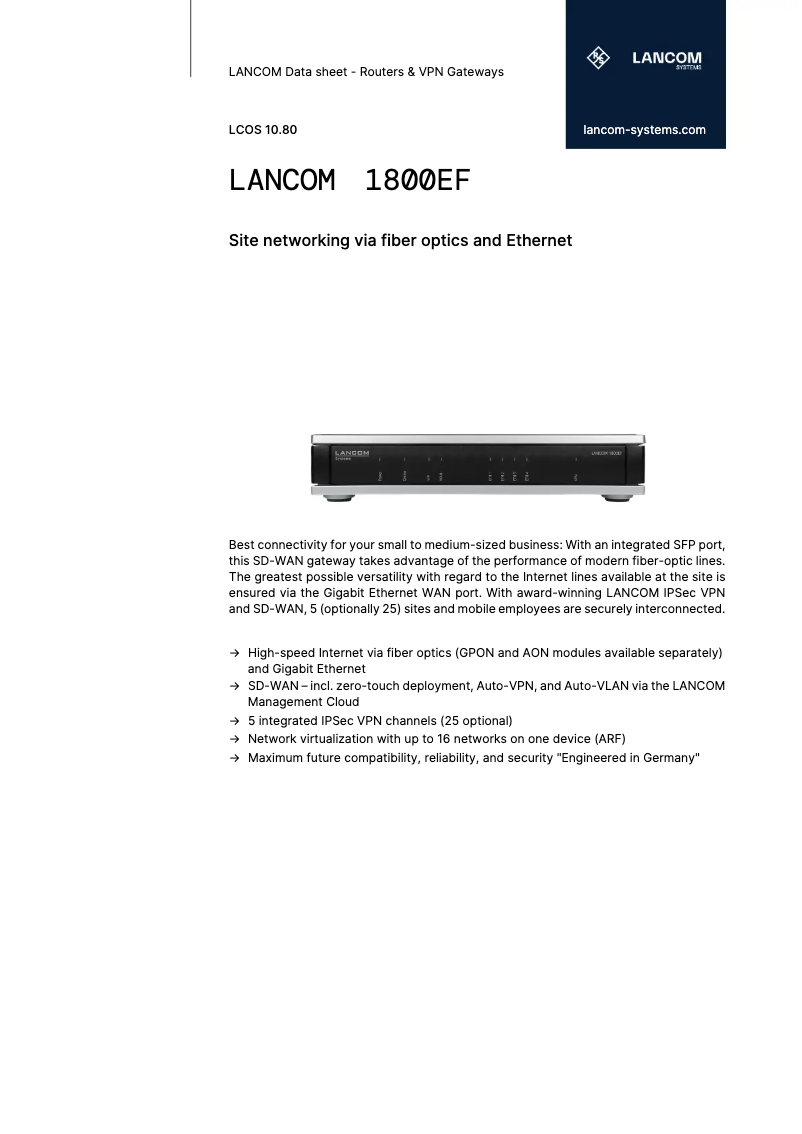 Image de la première page du manuel de l'appareil 1800EF