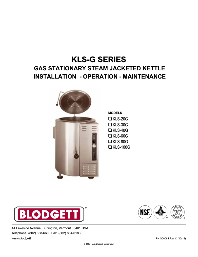 Page 1 of the manual User Manual Blodgett KLS-60G
