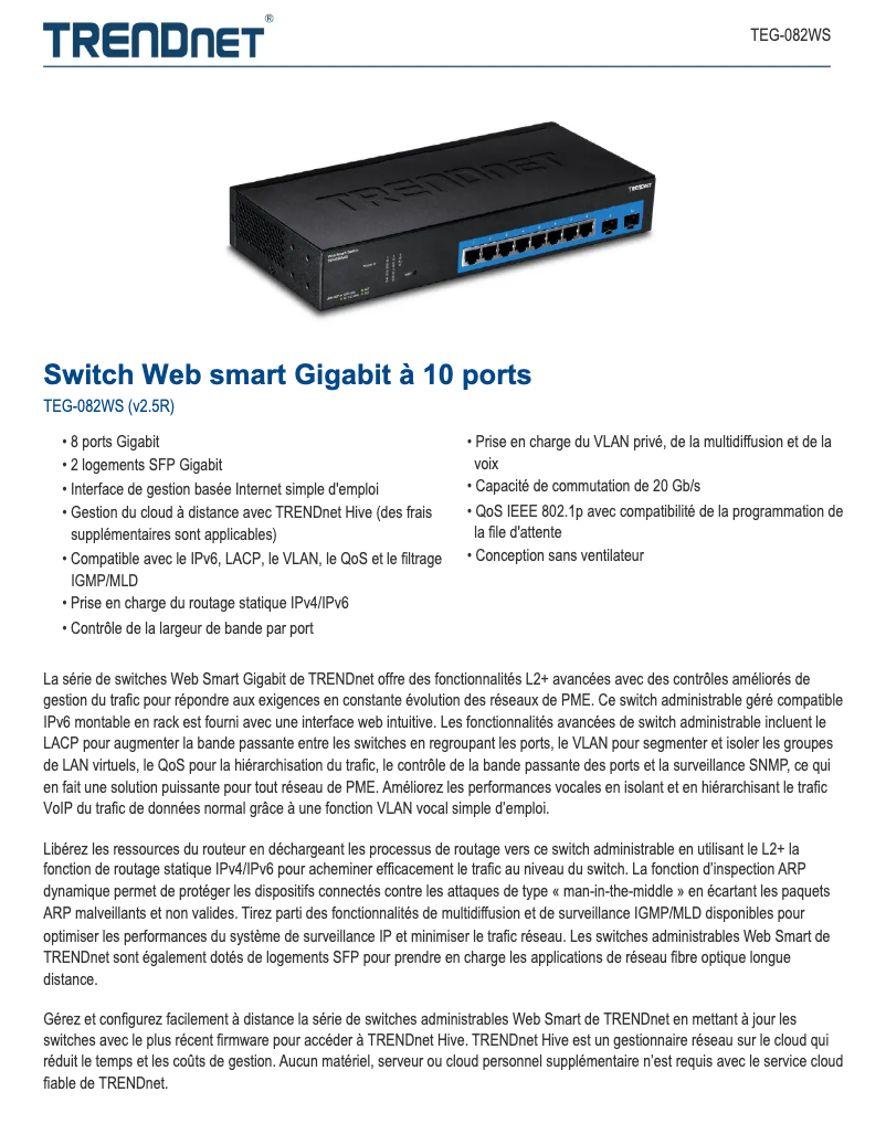 First page image of the manual for TEG-082WS