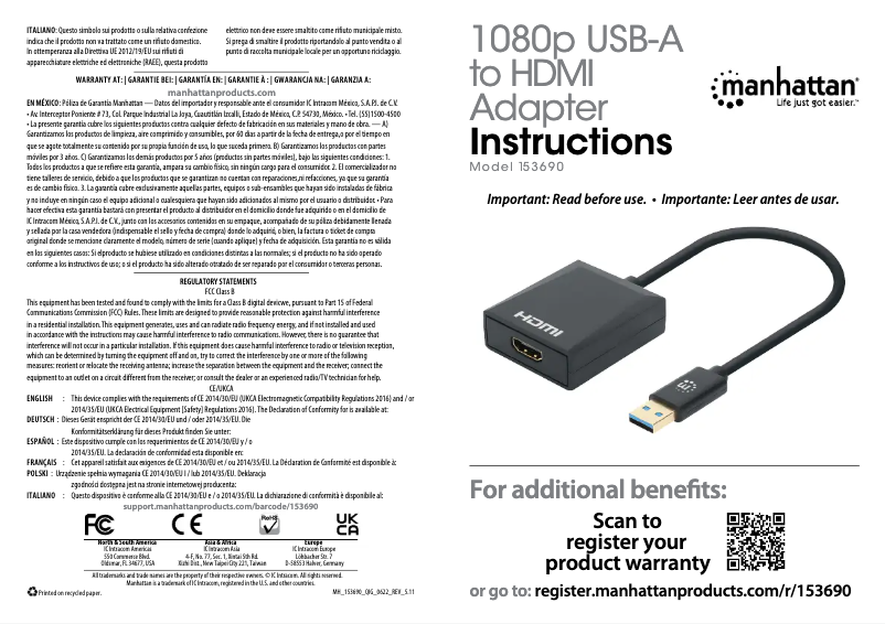 First page image of the manual for 153690