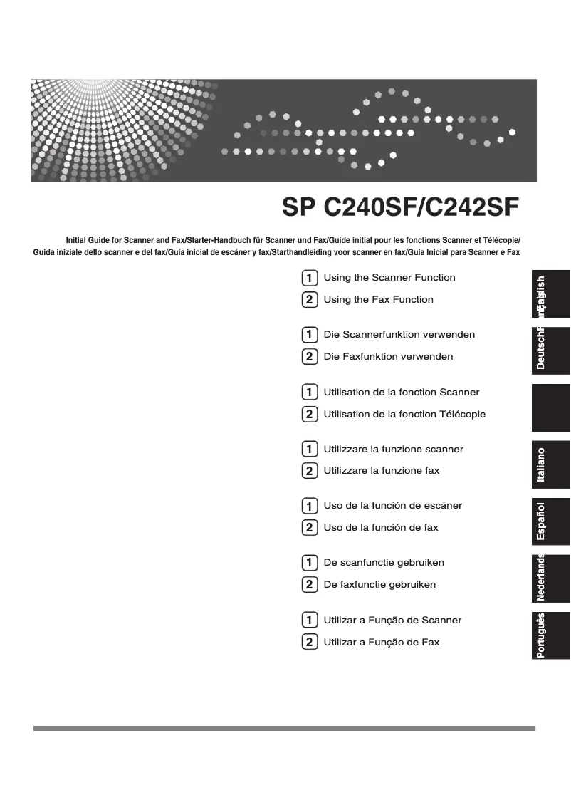 First page image of the manual for Aficio SP C240SF