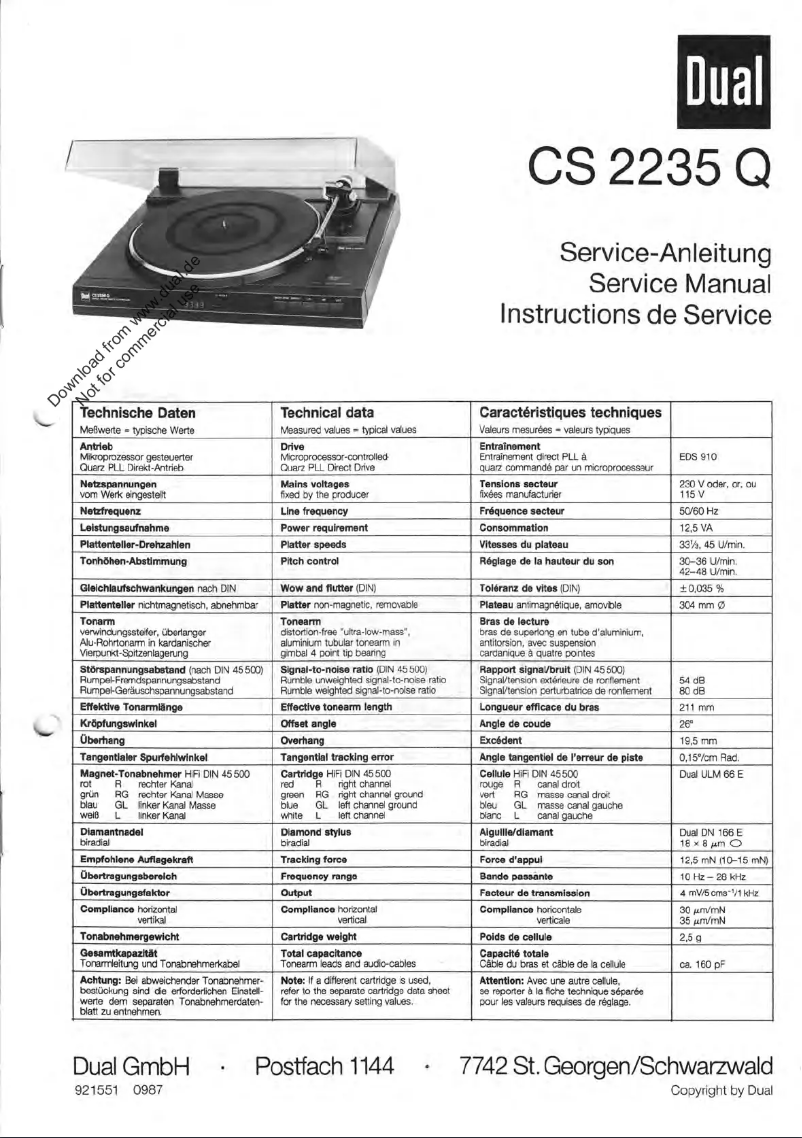 First page image of the manual for CS 2235 Q