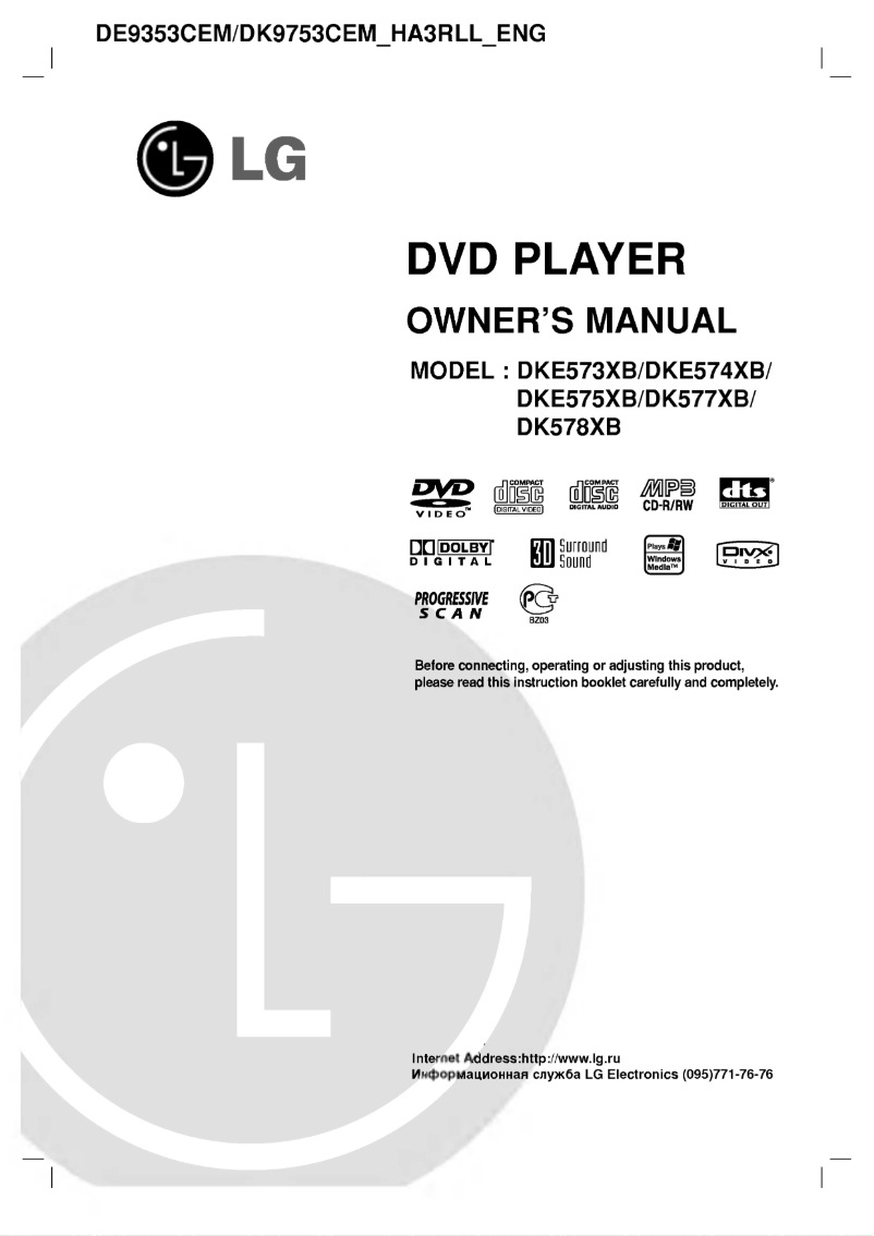 Page 1 of the manual User Manual LG DE9453CEM