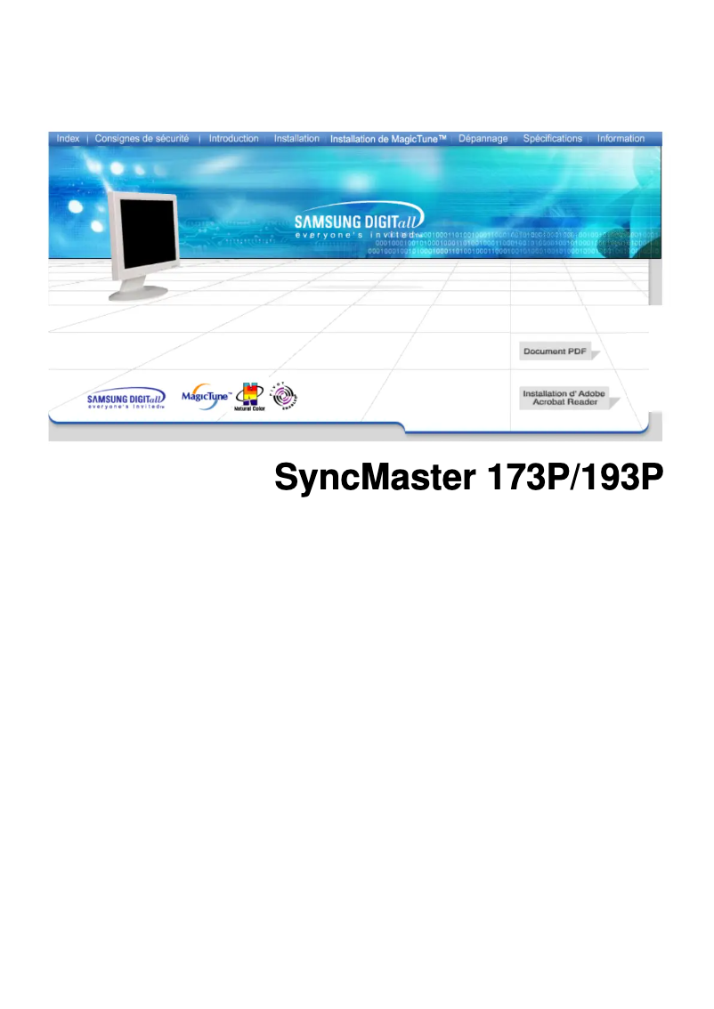 First page image of the manual for SyncMaster 193P