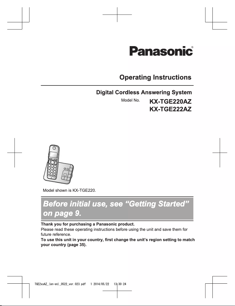 Page 1 of the manual User Manual Panasonic KX-TGE222
