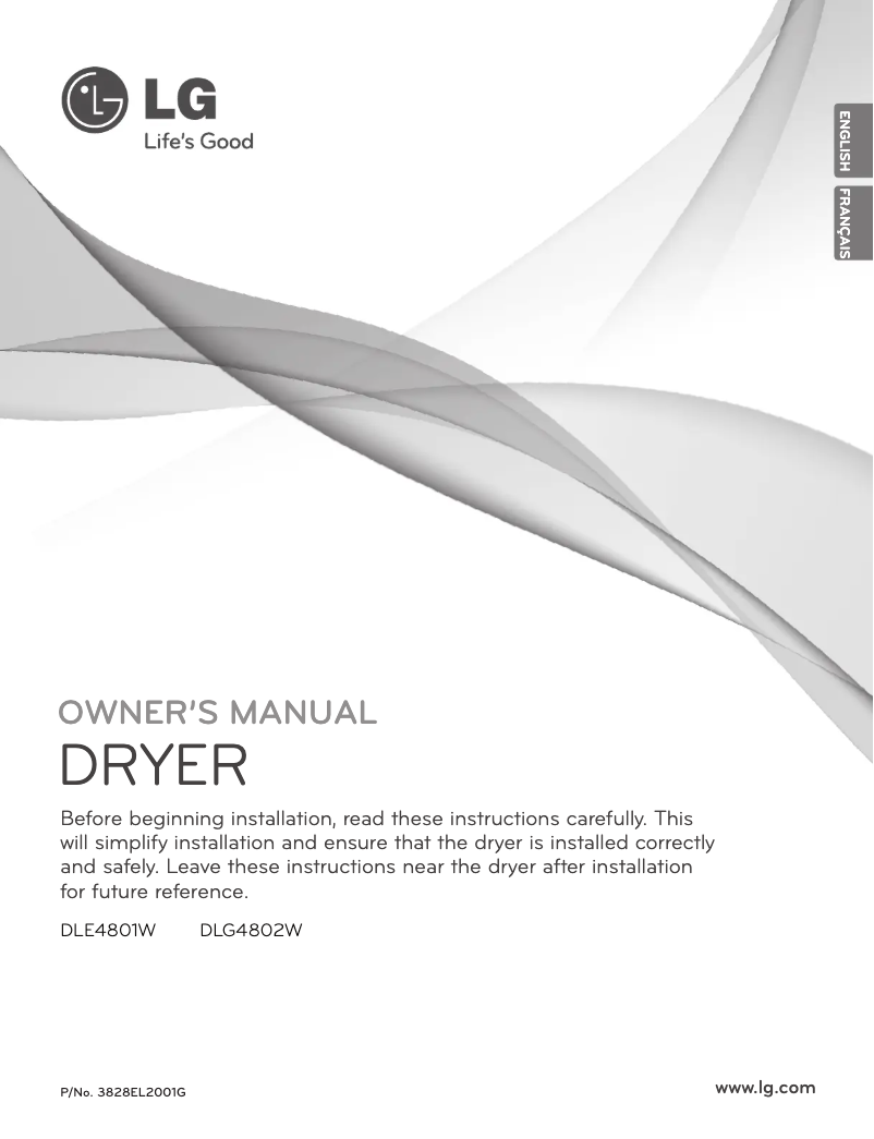 First page image of the manual for DLE4801W