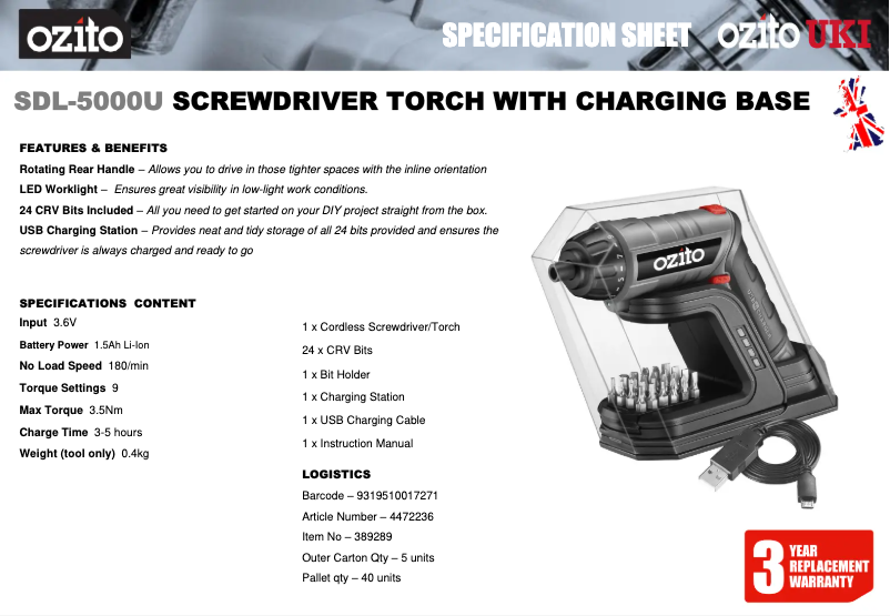 First page image of the manual for SDL-5000U