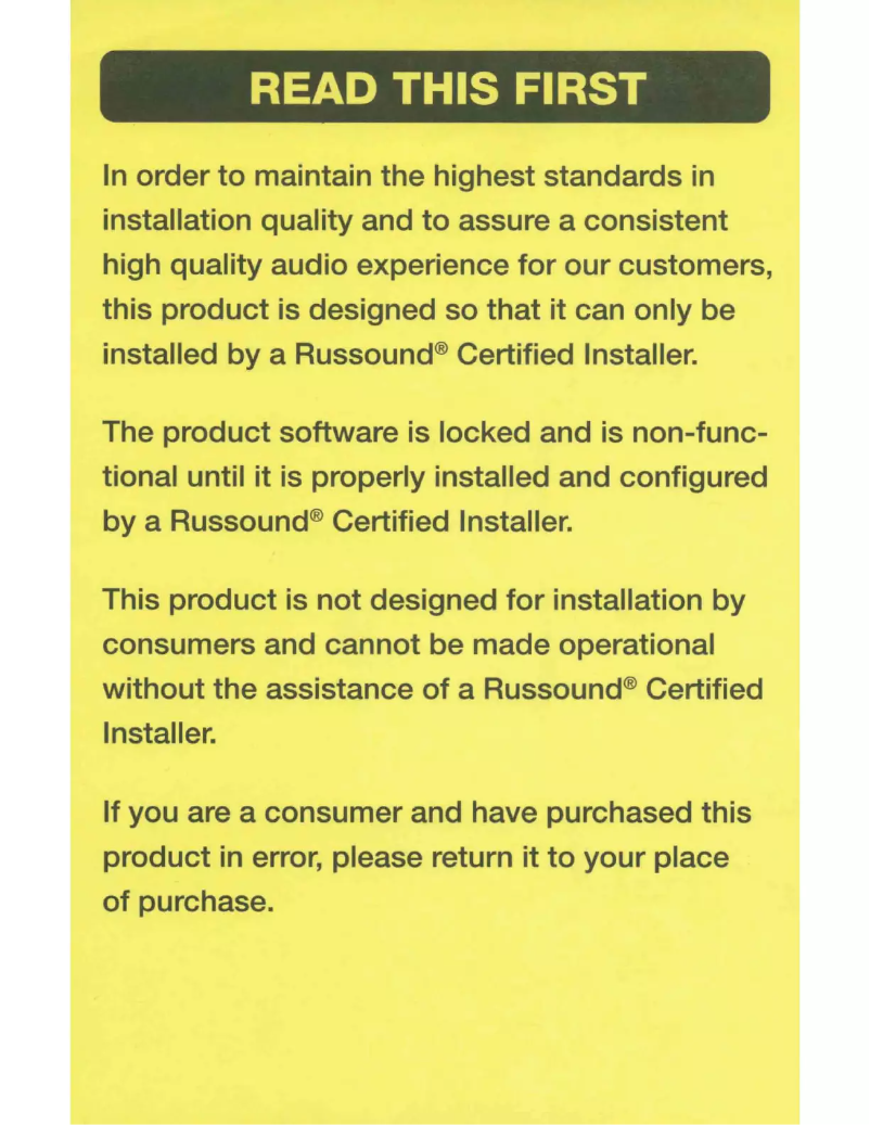Page 1 of the manual User Manual Russound MCA-88