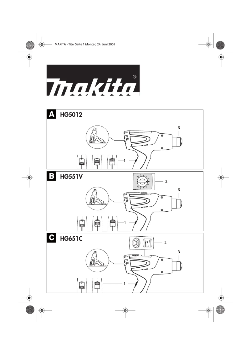 Page 1 of the manual User Manual Makita HG651CK