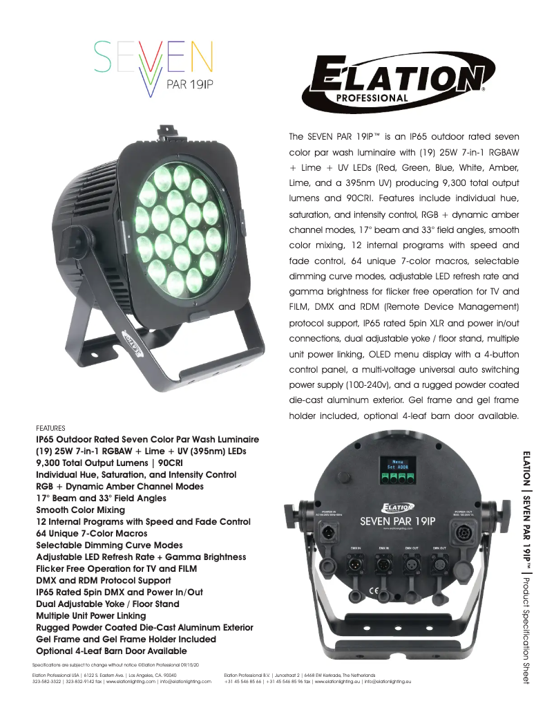 Image de la première page du manuel de l'appareil Seven Par 19IP