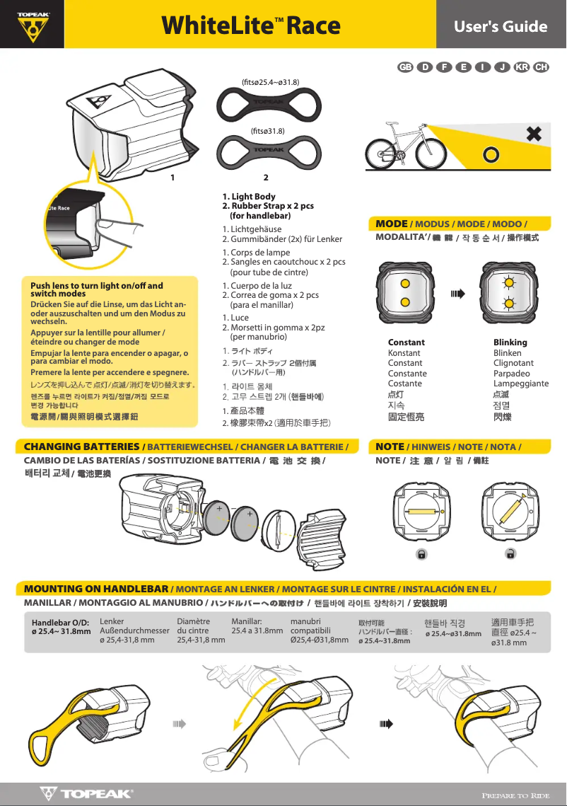 First page image of the manual for WhiteLite Race