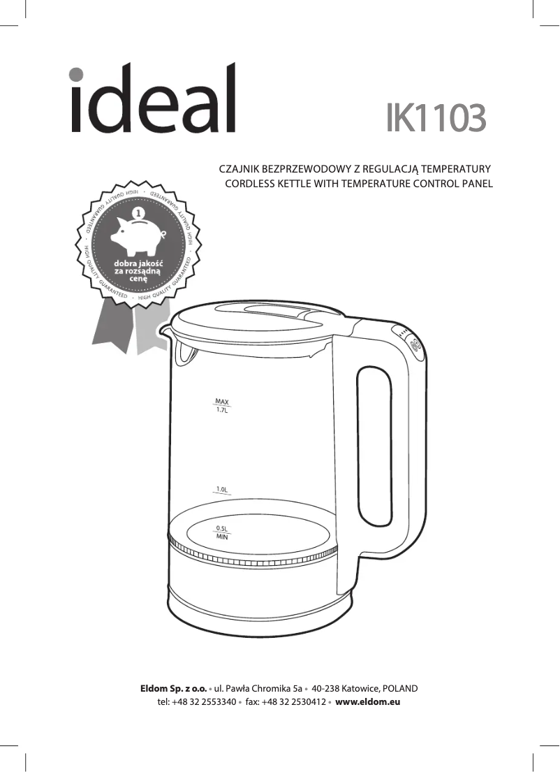 Page 1 of the manual User Manual Eldom IDEAL IK1103