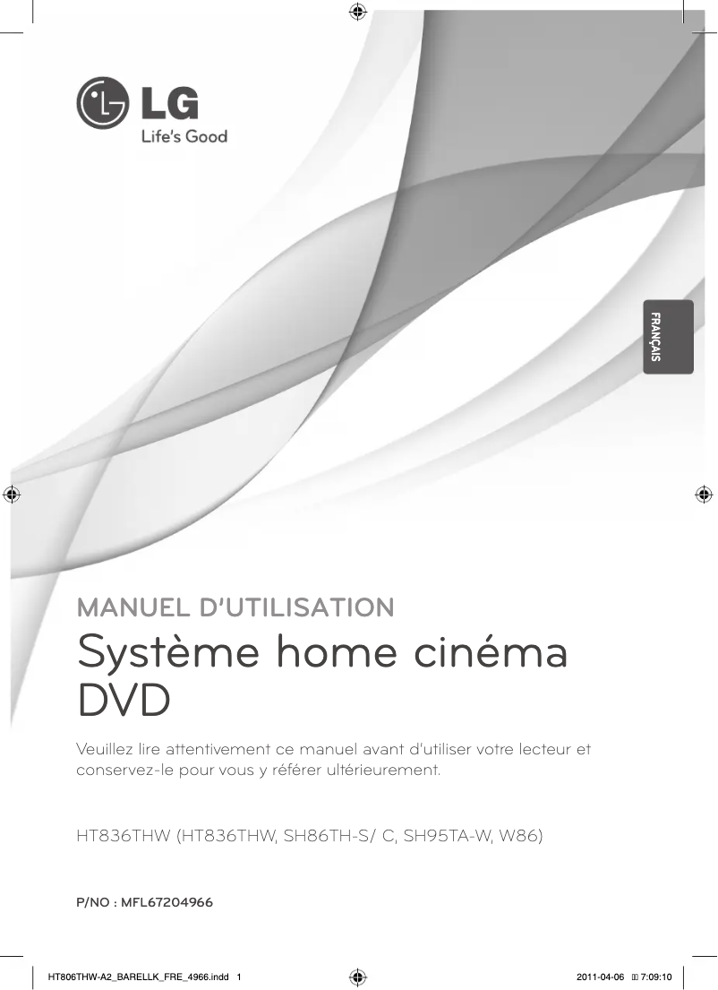 First page image of the manual for HT836THW