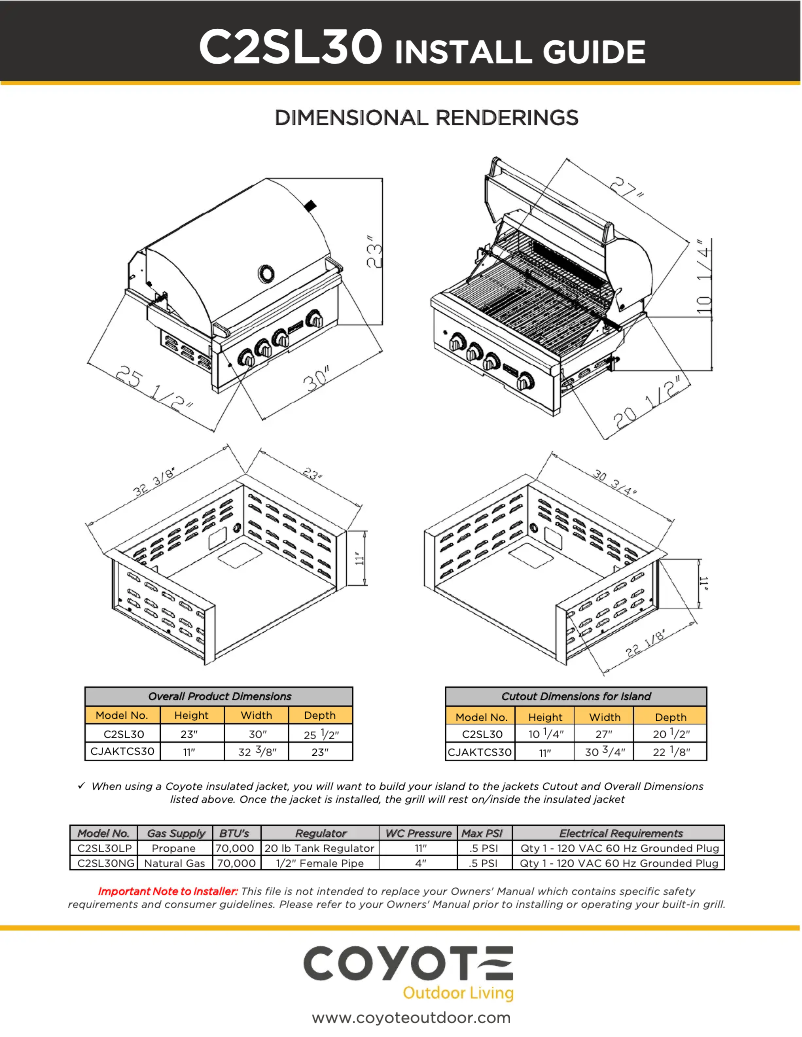 First page image of the manual for C2SL30LP-FS