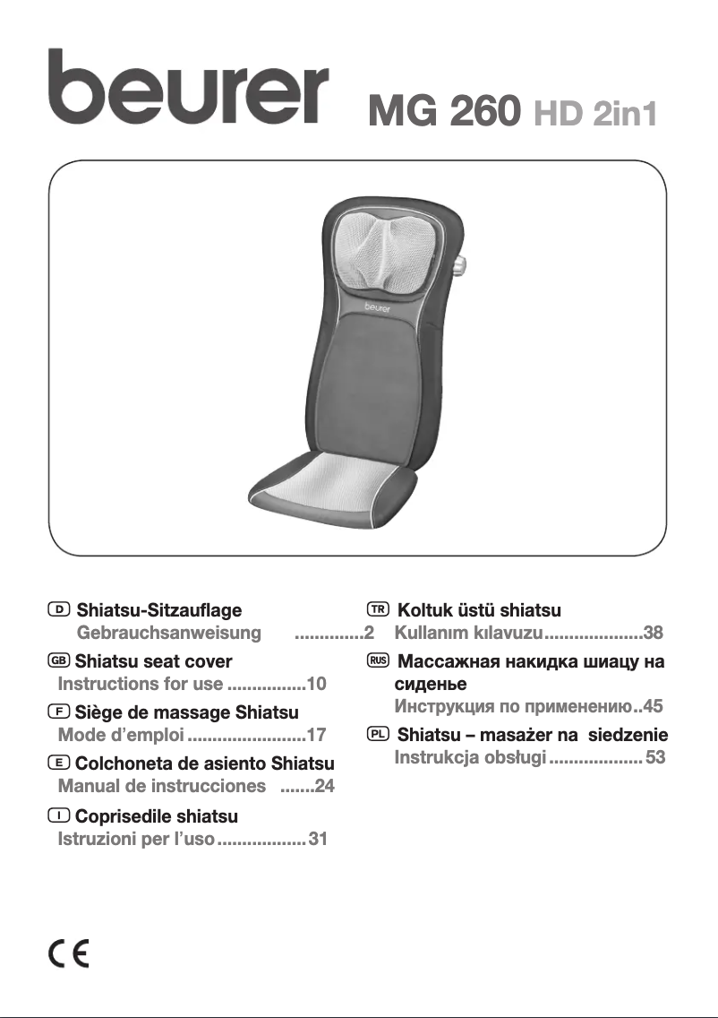 Page 1 of the manual User Manual Beurer MG 260