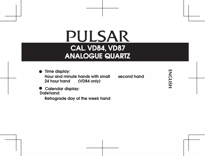 Page 1 of the manual User Manual Pulsar VD87