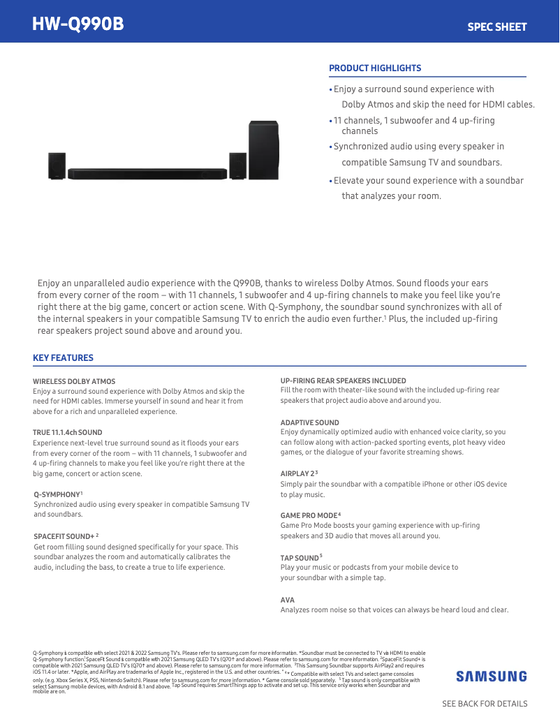 First page image of the manual for HW-Q990B